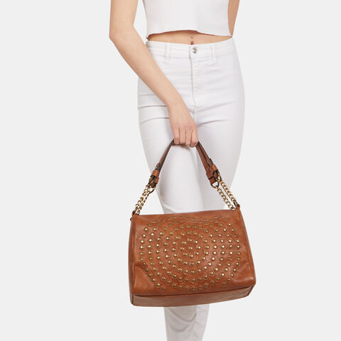 Bolso de hombro para mujer con tachuelas, Piel Bolso de hombro para mujer con tachuelas, Piel